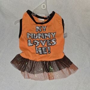 Pet Spirit Pet Costume Sz. Small Graphic MY MUMMY LOVES ME, Tulle Edging